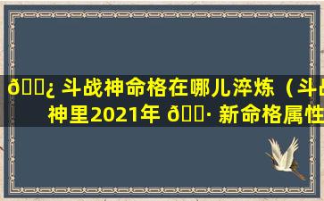 🌿 斗战神命格在哪儿淬炼（斗战神里2021年 🌷 新命格属性）